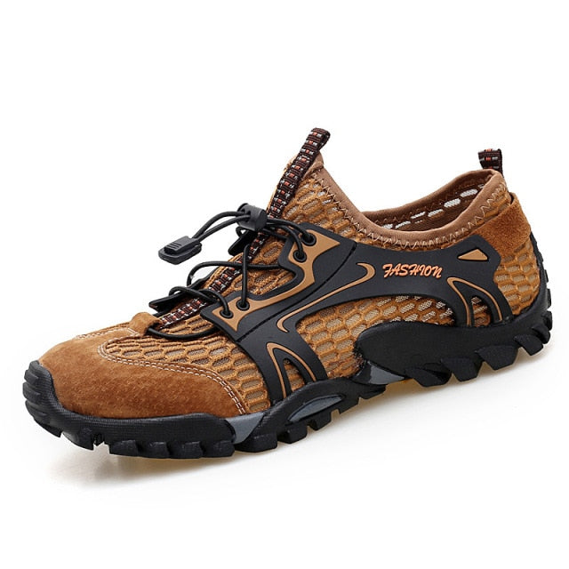 Men's new large size outdoor upstream river climbing mesh hiking shoes